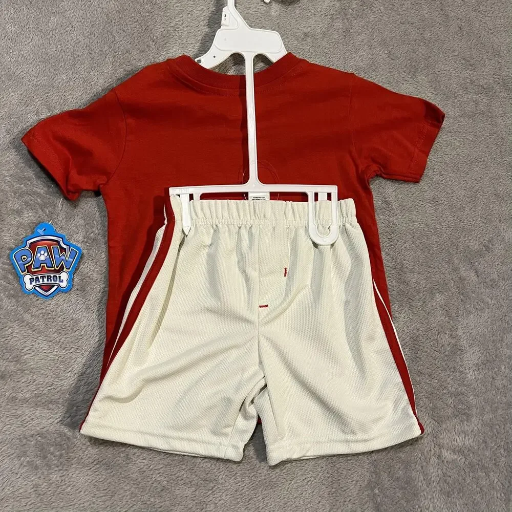 PAW Patrol Shirt Shorts Set Toddler Boys 3T White Marshall Chase Rubble